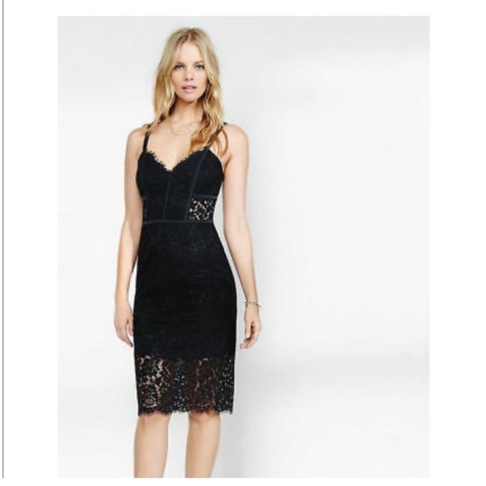 Express Black Lace Midi Dress